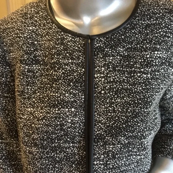 TAHARI ASLCollarless Jacket faux leather trim